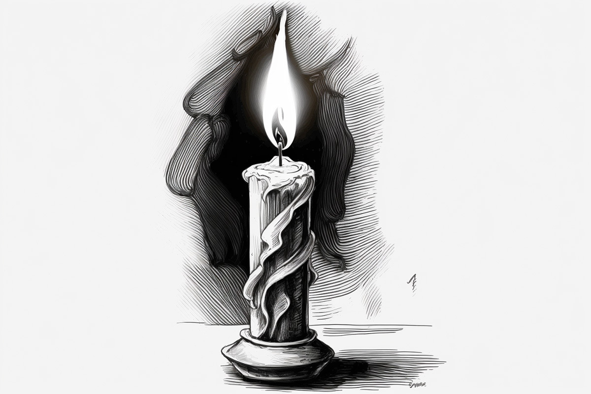 A candle lit by Prestidigitation