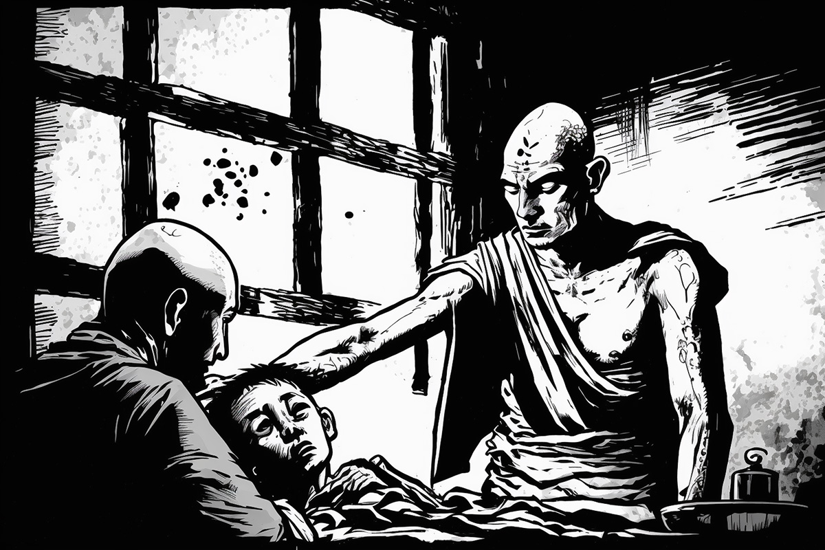 A monk healing